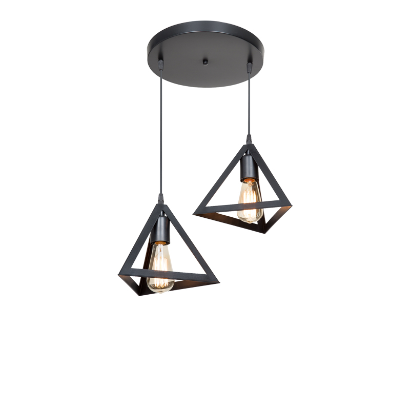 Двулумен плафон Kecha в черен абажур D50x60см