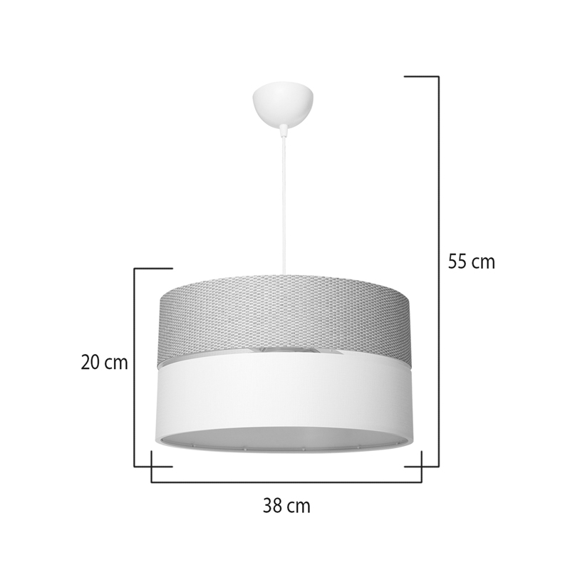 Единична лампа за плафон Opal плат в естествен и кремав нюанс D38x55см - Image 4