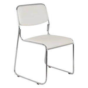 Стифиращ се стол за гости Randin бял пу-хромиран крак 42x44x77см