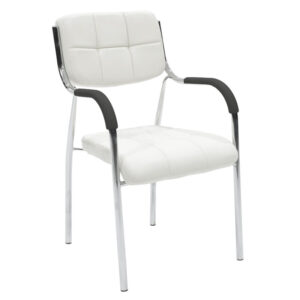 Стифиращ се стол за гости Otlen бял пу-хром крак 47x45x87см