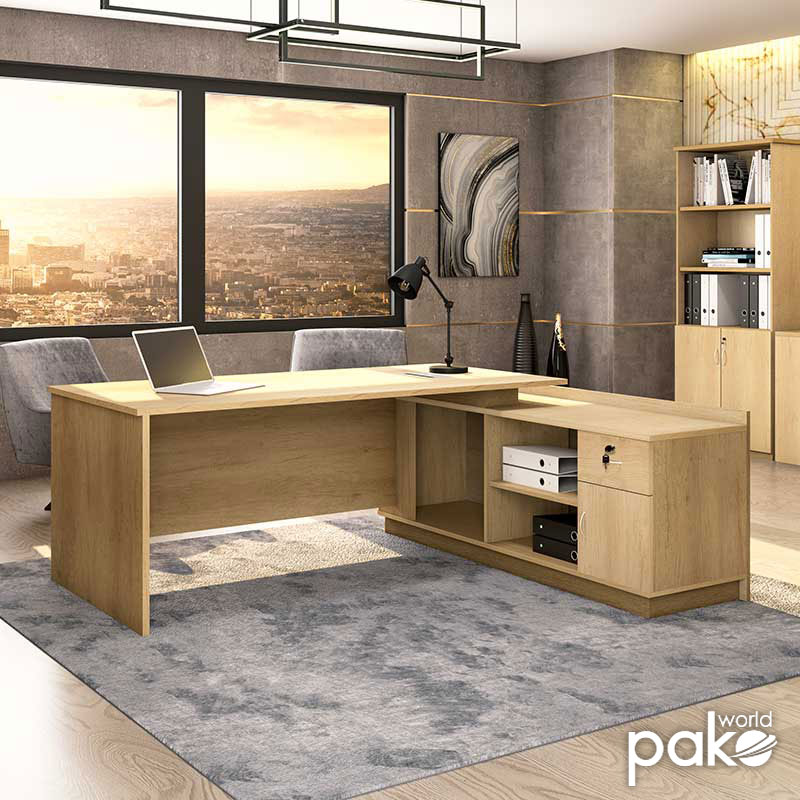 Работно бюро професионално Amazon десен ъгъл цвят сонома 180х160х76см - Image 3