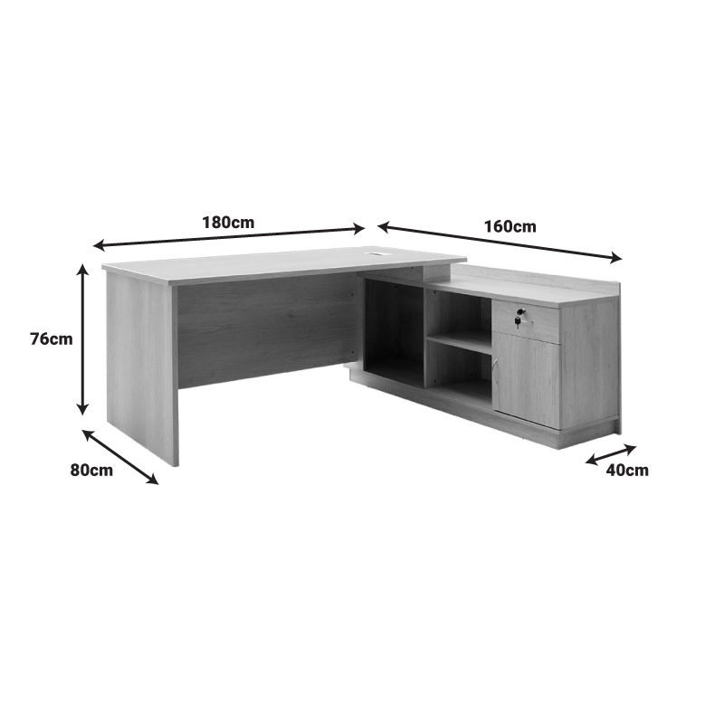Работно бюро професионално Amazon десен ъгъл цвят сонома 180х160х76см - Image 7
