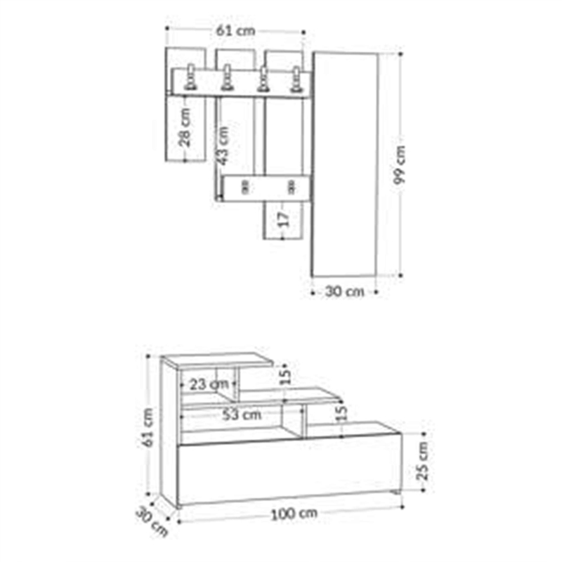 Мебели за антре Vesty меламин в сив ретро нюанс 100x30x61см - Image 5