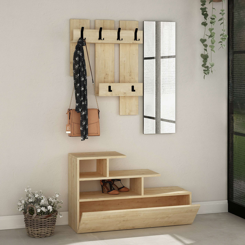 Мебели за антре Vesty меламин в естествен нюанс 100x30x61см - Image 3
