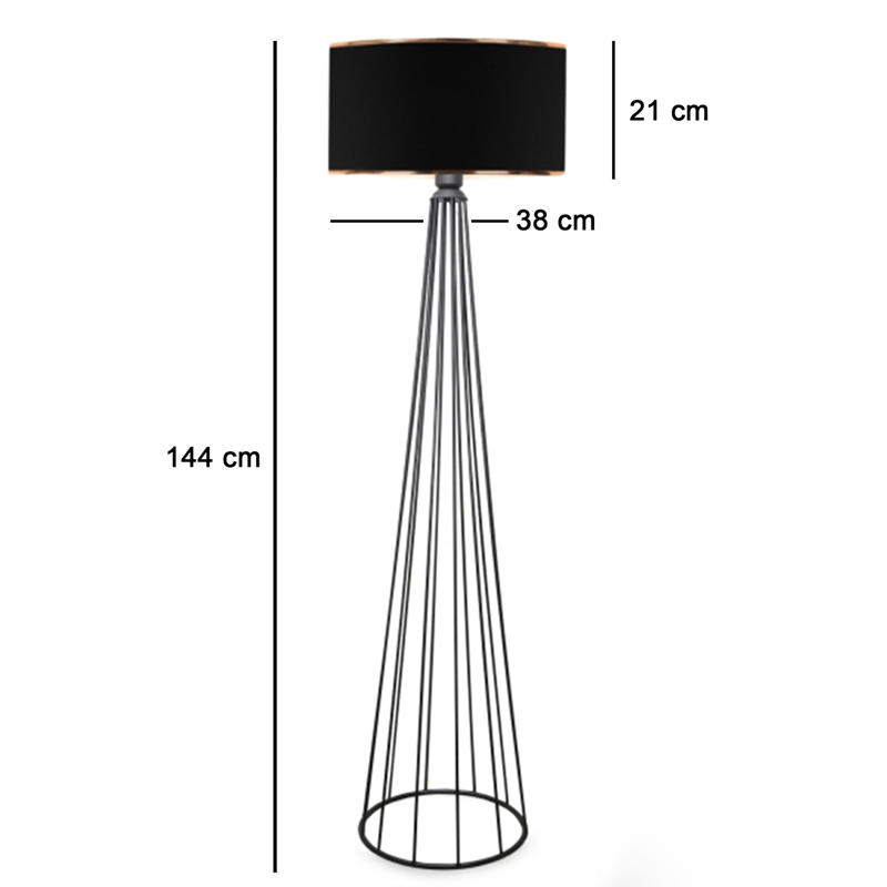 Подова лампа Firdo I E27 плат-метал черен Φ38x121см - Image 3