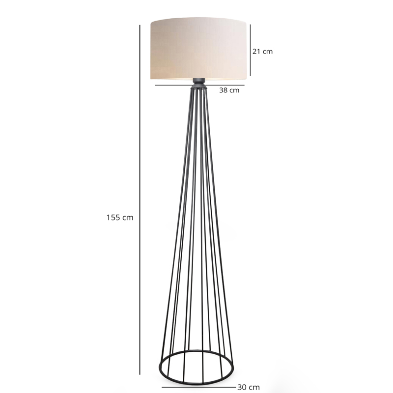 Подова лампа Firdo I E27 плат крем-метал черен Φ38x121см - Image 3