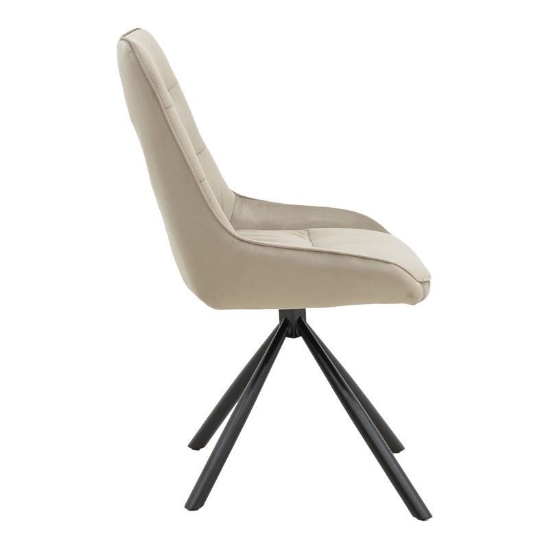 Стол Wori бежов кадифен крак черен метал 48x56x82см - Image 3