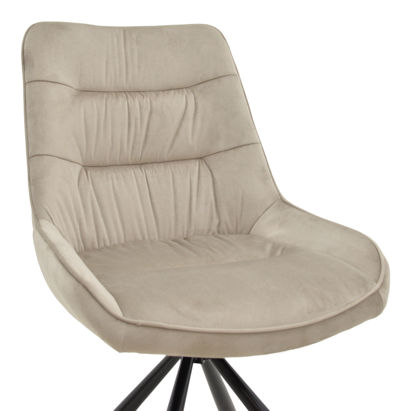 Стол Wori бежов кадифен крак черен метал 48x56x82см - Image 6
