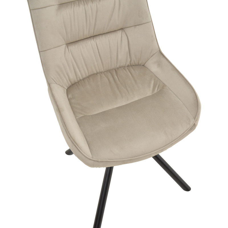Стол Wori бежов кадифен крак черен метал 48x56x82см - Image 7