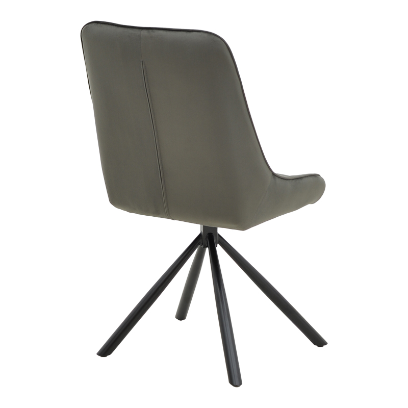 Стол Wori антрацит кадифе-крака черен метал 48x56x82см - Image 2