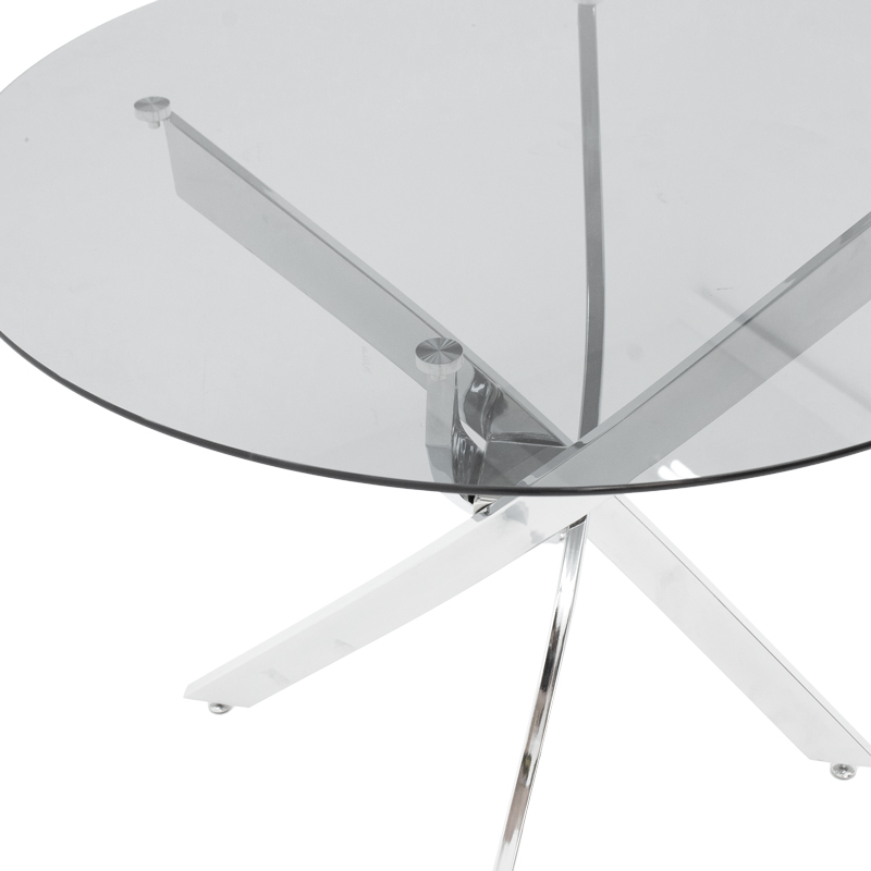 Маса Antoro от стъкло и метални крака в хромиран нюанс Φ80x75см - Image 3