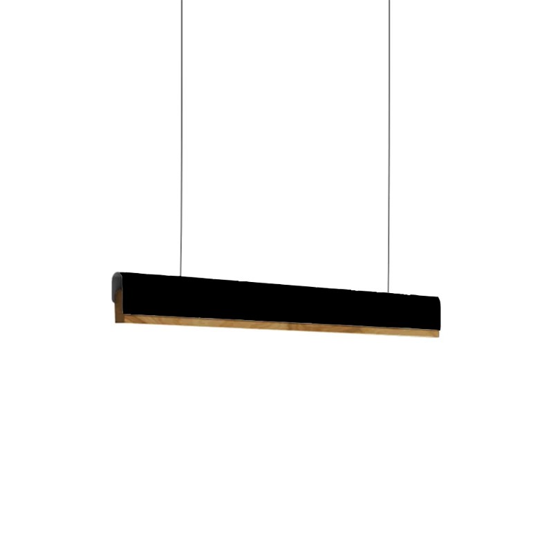 Плафон Rafmole led черен метал-дърво 120x7.5см