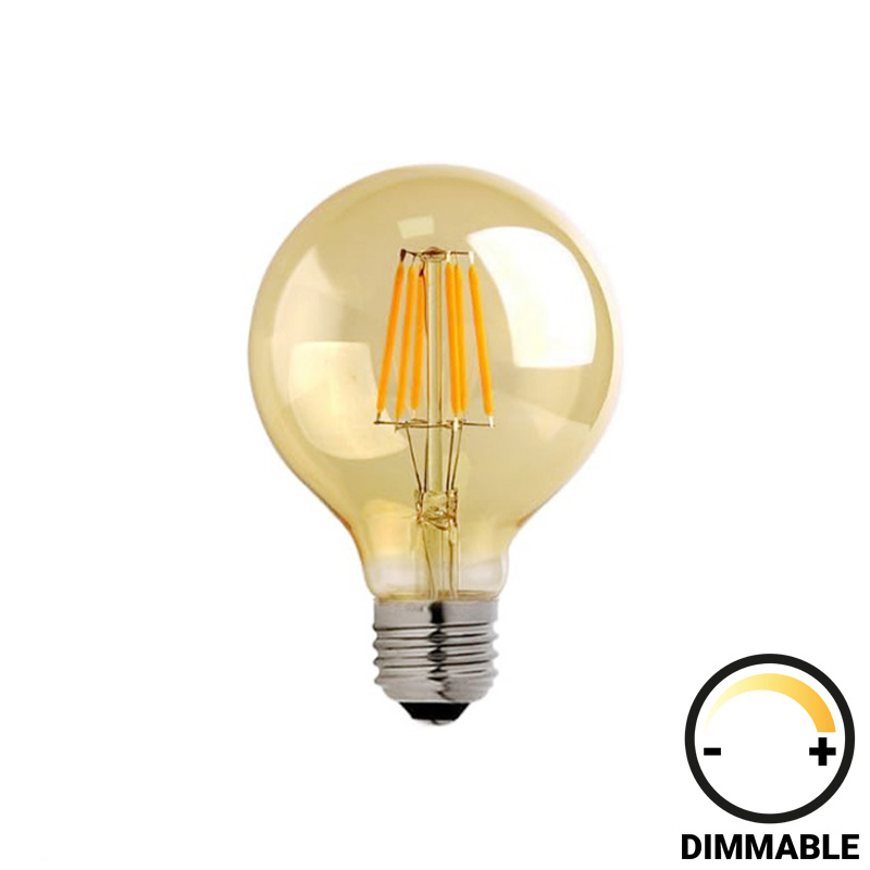 LED Лампа G95 димируема 4W E27 200-220V кехлибар