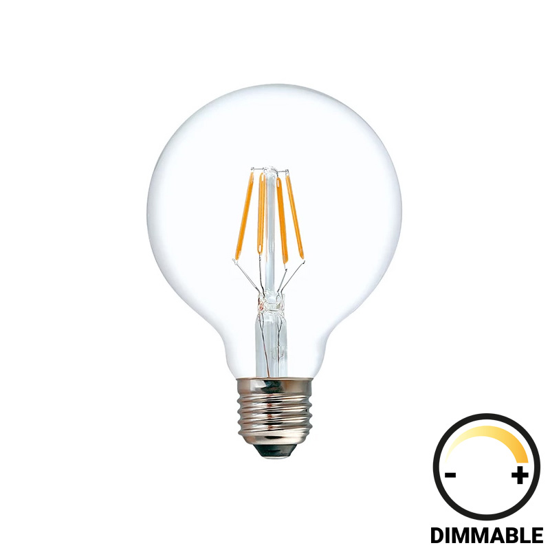 LED Лампа G80 димируема 8W E27 прозрачна