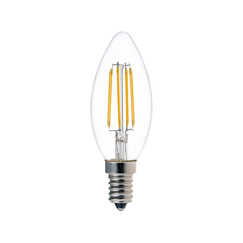 LED Лампа C35 4W 3000K E14 прозрачна