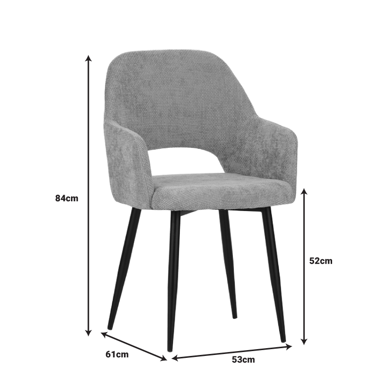 Стол Factols Inart черен плат-крака черен метал 53x61x84см - Image 8