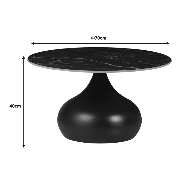 Помощна маса Kirkene черен мрамор с черен метал 70x40см - Image 4