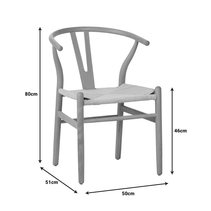 Стол Wishbone каучуково дърво-въже в естествен нюанс 50x51x80см - Image 8
