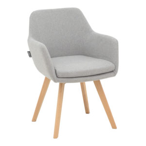 Стол Safira сив плат с естествен цвят дървен крак 57x58x84см