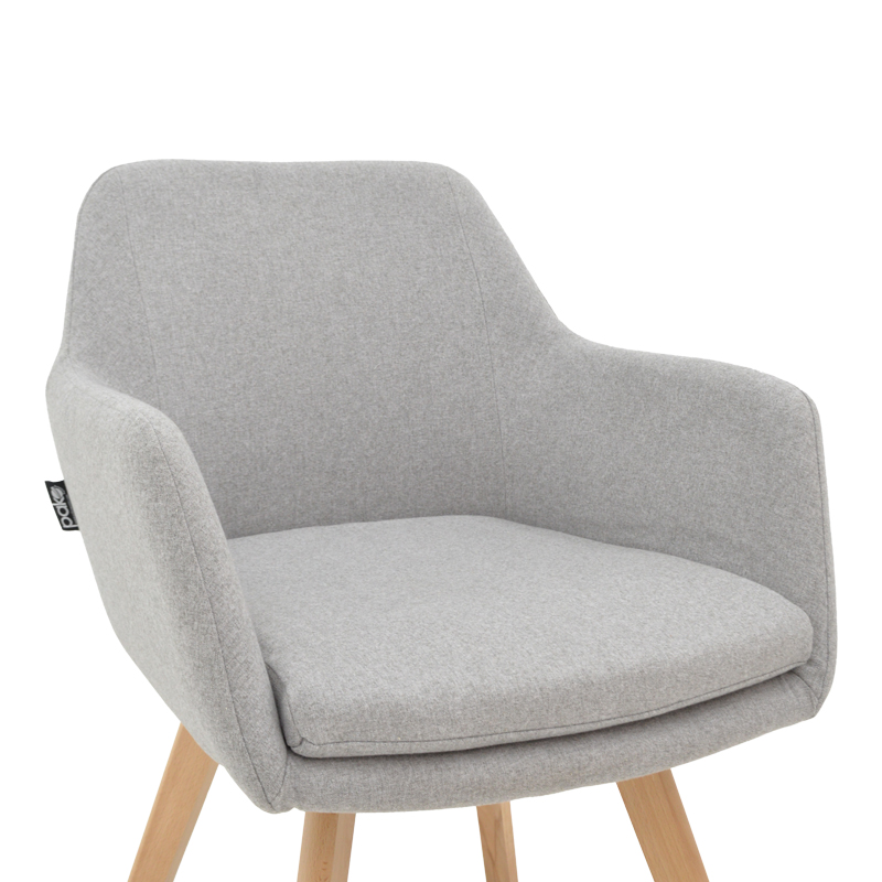 Стол Safira сив плат с естествен цвят дървен крак 57x58x84см - Image 6