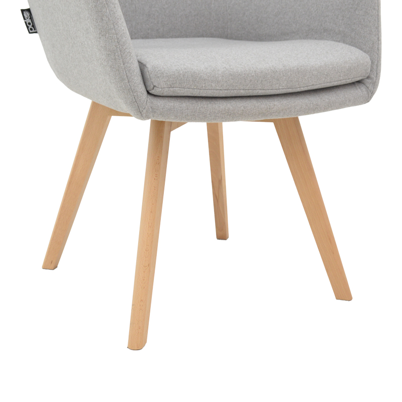 Стол Safira сив плат с естествен цвят дървен крак 57x58x84см - Image 8