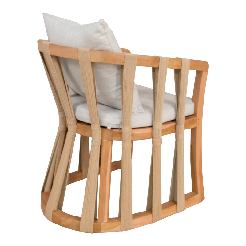 Градински стол Morani тиково дърво и плат в естествен нюанс 61x66x75см - Image 2