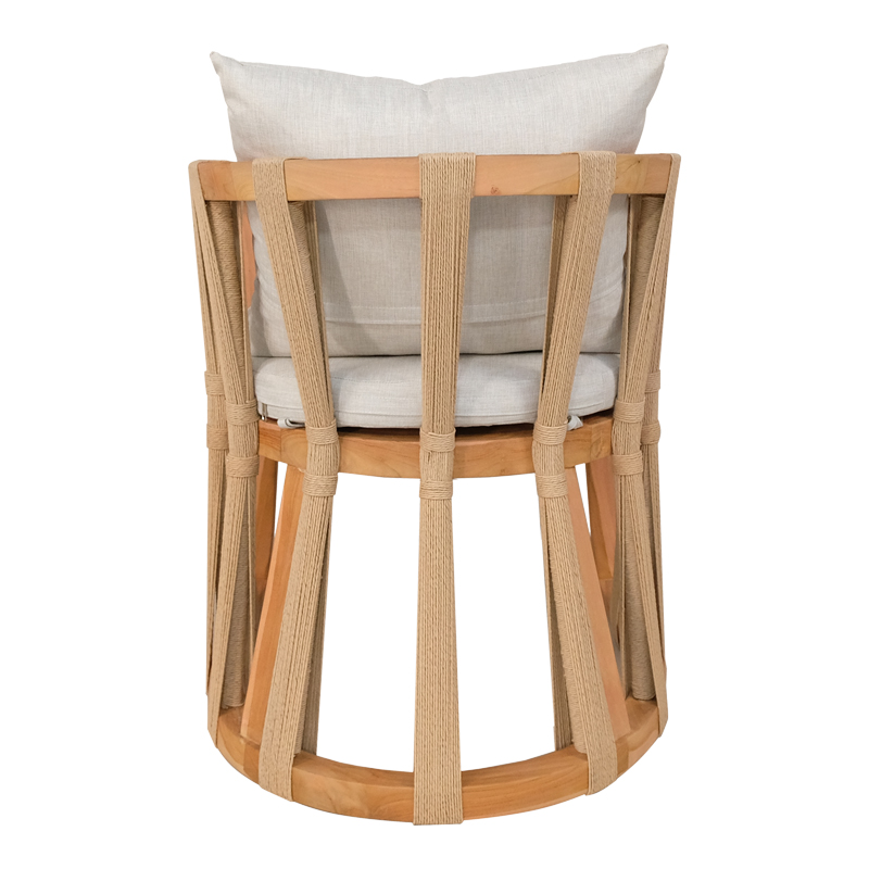 Градински стол Morani тиково дърво и плат в естествен нюанс 61x66x75см - Image 5