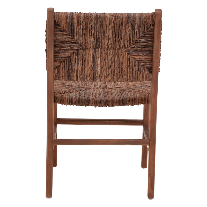 Градински стол Refane от тиково дърво с въже в цвят орех 50x58x85 см - Image 5