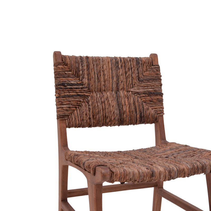 Градински стол Refane от тиково дърво с въже в цвят орех 50x58x85 см - Image 6