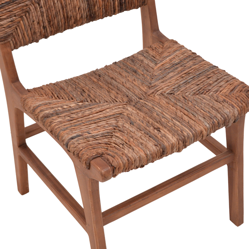 Градински стол Refane от тиково дърво с въже в цвят орех 50x58x85 см - Image 7
