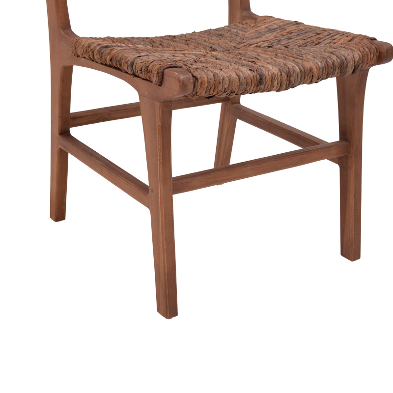 Градински стол Refane от тиково дърво с въже в цвят орех 50x58x85 см - Image 8