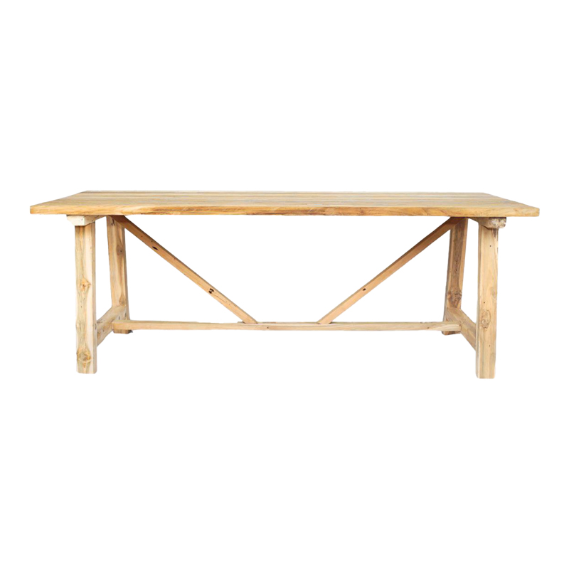Маса от тиково дърво в естествен нюанс 220x100x78см