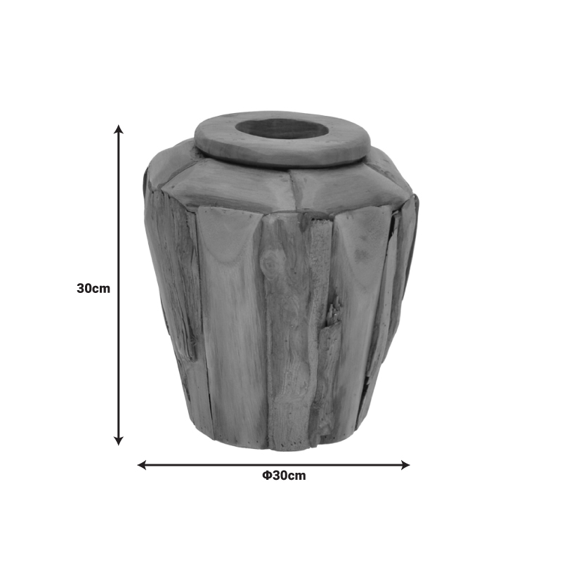 Декоративна ваза Archean тиково дърво в естествен нюанс Φ30x30см - Image 3