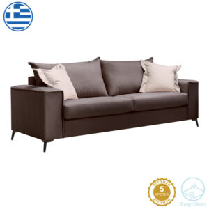 3-местен диван Verona кафява дамаска с бежови възглавници 225x93x100см