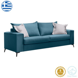 3-местен диван Verona син плат със светлосиви възглавници 225x93x100см