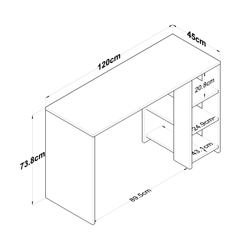 Работно бюро Lanuta в бял нюанс орех 120x45x73.8cm - Image 4