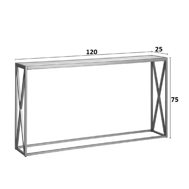 Метална конзола със стъклена повърхност Kantoo в златен нюанс 120x25x75см - Image 3