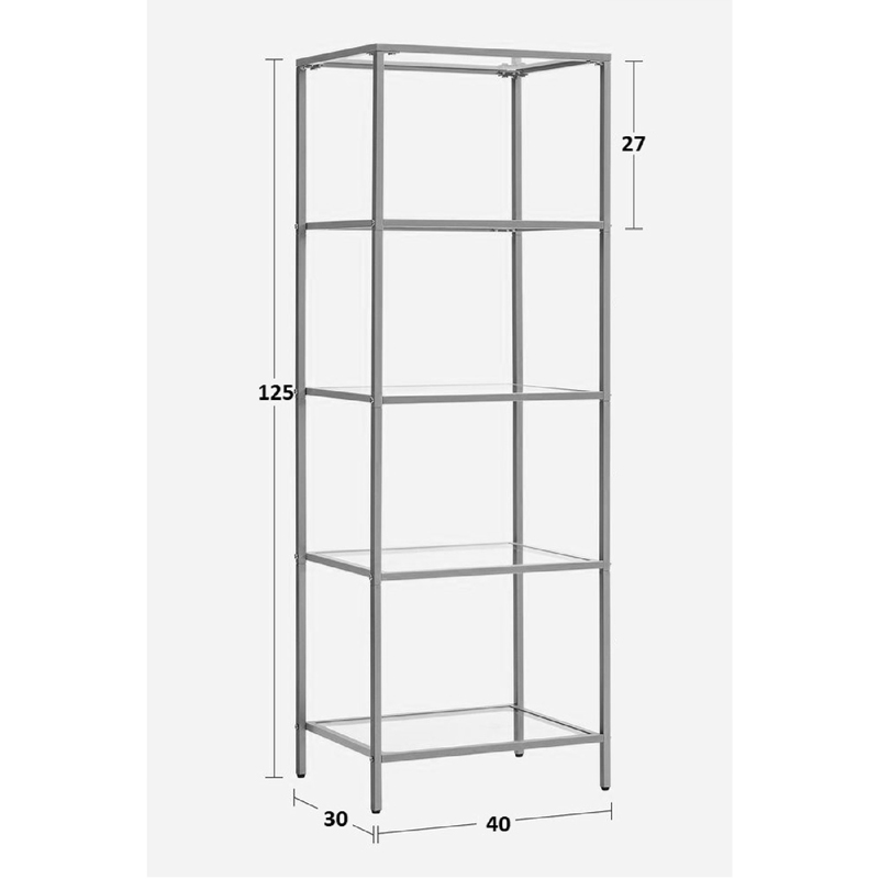 Метален рафт със стъклена повърхност Letus в златист нюанс 40x30x125см - Image 3