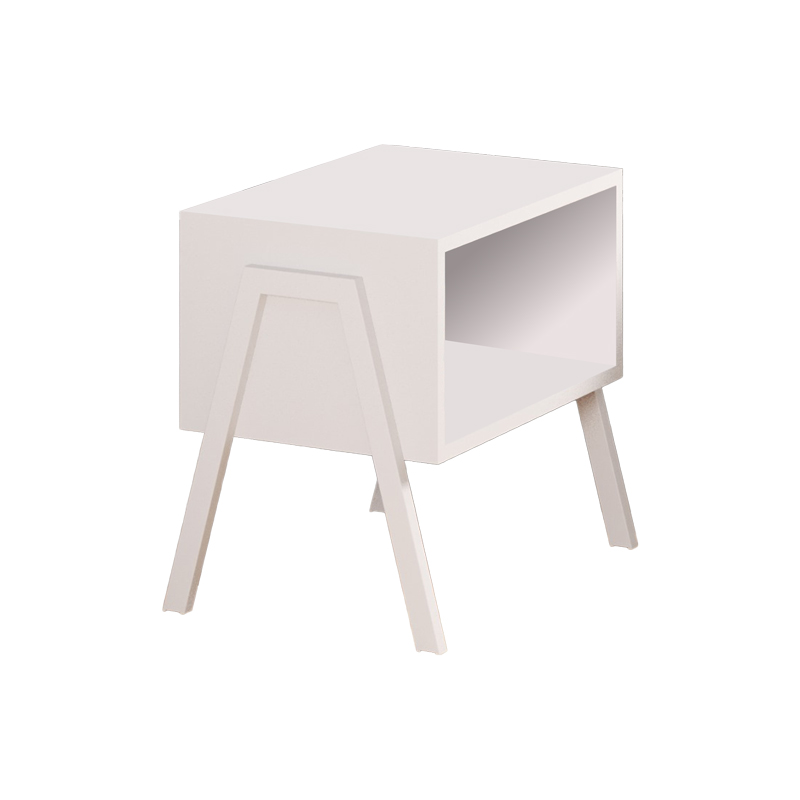 Нощно шкафче Taffa с бели метални крака в бял нюанс 49x35x49см - Image 3