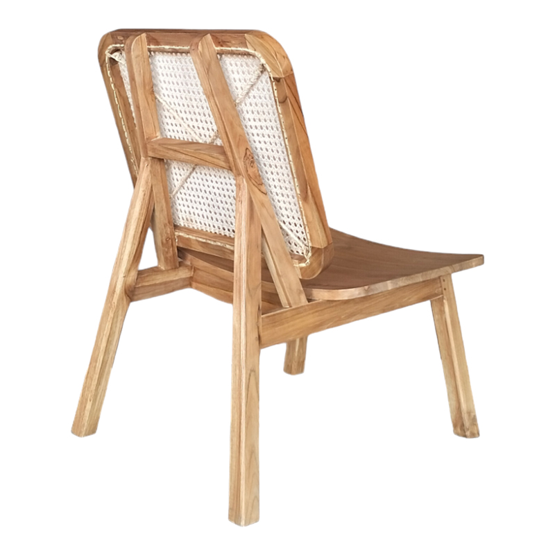 Градински стол Viborg естествено тиково дърво-естествен ратан 60x75x87см - Image 2