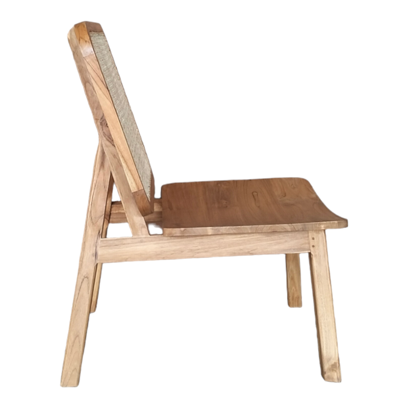 Градински стол Viborg естествено тиково дърво-естествен ратан 60x75x87см - Image 3