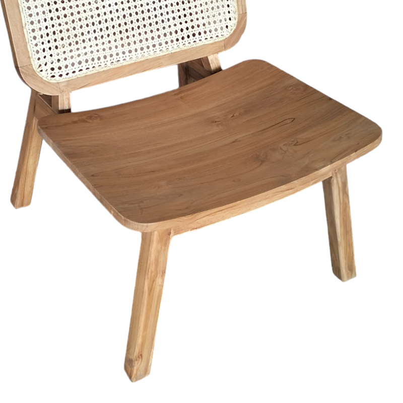 Градински стол Viborg естествено тиково дърво-естествен ратан 60x75x87см - Image 7