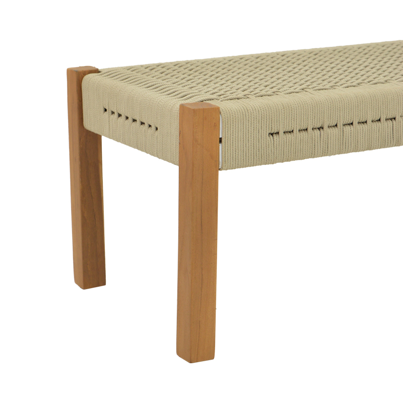 Пейка Uma тиково дърво и въже в естествен нюанс 120x45x40см - Image 6