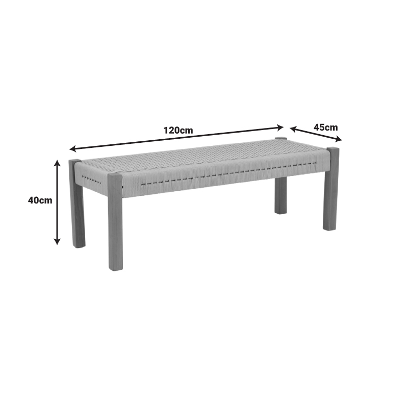 Пейка Uma тиково дърво и въже в естествен нюанс 120x45x40см - Image 7