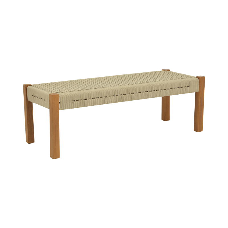 Пейка Uma тиково дърво и въже в естествен нюанс 120x45x40см