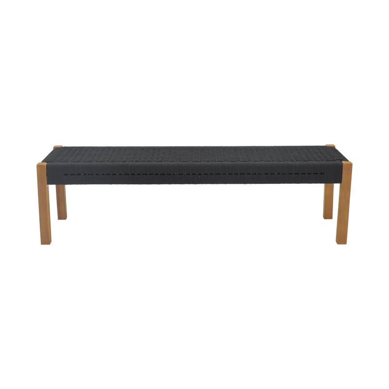 Пейка Uma тиково дърво и въже в черен нюанс 120x45x40см - Image 2