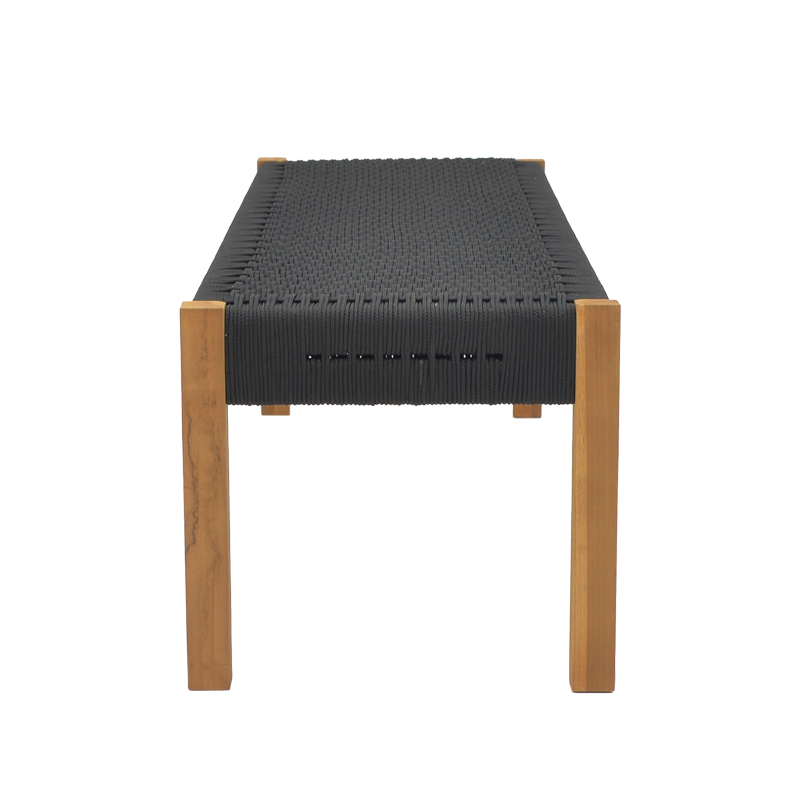 Пейка Uma тиково дърво и въже в черен нюанс 120x45x40см - Image 3