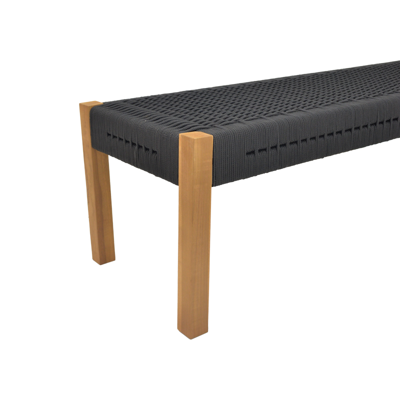 Пейка Uma тиково дърво и въже в черен нюанс 120x45x40см - Image 5
