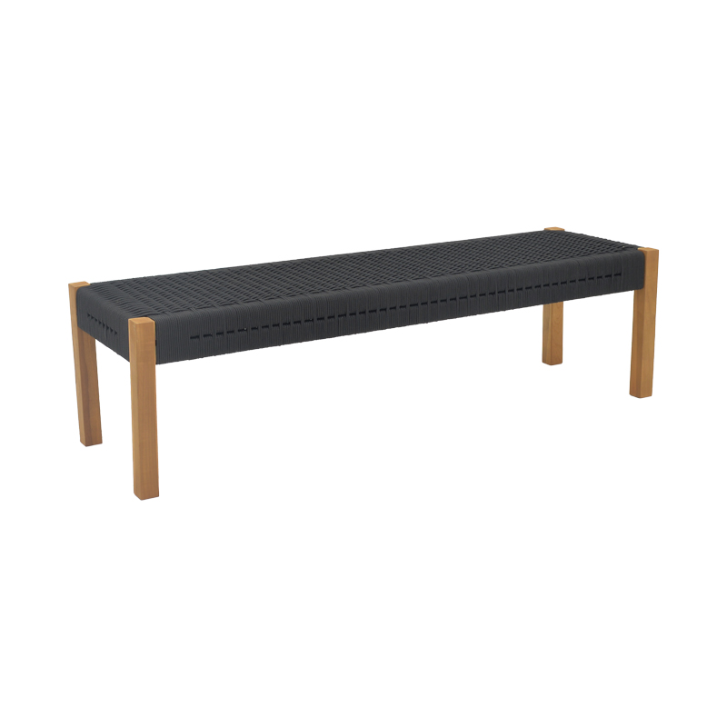 Пейка Uma тиково дърво и въже в черен нюанс 120x45x40см