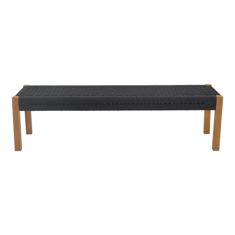 Пейка Uma тиково дърво и въже в черен нюанс 150x45x40см - Image 2